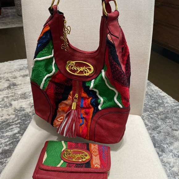 Vintage COOGI rare knitted red gold multicolor purse bag & wallet Hobo Shoulder - Picture 4 of 17